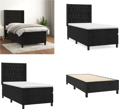 Immagine prodotto di vidaXL Letto a molle con materasso nero 90x200 cm in velluto - Letto a molle - Boxspringbetten - Bett - Schlafzimmermöbel