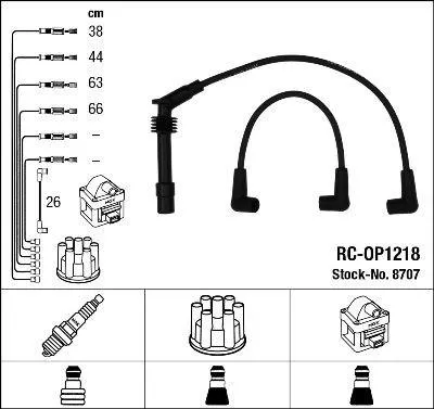Produktbild von NGK 8707 Zündkabelsatz Zündleitungssatz für OPEL Vectra A Limousine (J89) Vectra A CC (J89)