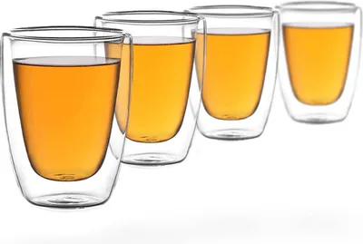 Produktbild von Melina doppelwandige Gläser / Trinkbecher / Thermogläser, 4 Teegläser je 100ml, Borosilikatglas