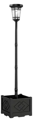Produktbild von Solar-Gartenlaterne mit Pflanzgefäß 195 cm | Farbe: Schwarz | Abmessungen: 41,5 x 41,5 x 195 cm