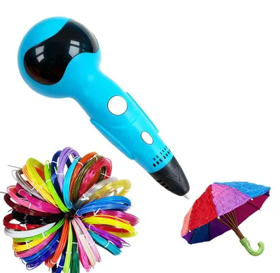 Produktbild von Zimilo 3D-Stift Roboter-Design, Sprachansage, PLA-Filament, 2 Geschwindigkeiten, LED-Anzeige, Micro-USB, 3D-Zeichenstift, Kinder, Blau