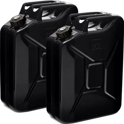 Produktbild von Oxid7® by BW Kraftstoffkanister Metall Benzinkanister 2x 20 Liter mit Schraubverschluss - Schwarz RAL 9005 - UN-Zulassung - Hergestellt in Europa