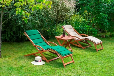 Produktbild von Merxx 5tlg. Copa Cabana Set - 2 Schwungliegen + Kissen, 1 Hocker - Farbe: braun - Maße: Liege: 158x69x69 + Hocker: 50x 50 x 50; 2x 25175-011 + 2x 29502-100 + 1x 25153-011