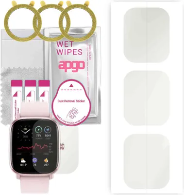 Produktbild von apgo 3 Stück Schutzfolie, Matt, kompatibel mit Amazfit GTS 2 Mini Smartwatch, Hydrogel Displayschutzfolie mit Positionierhilfe, Displayfolie, robust und kratzfest