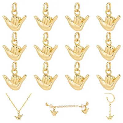 12er-Pack "I Love You" Clip-On Anhänger, 18K vergoldet, Messing
