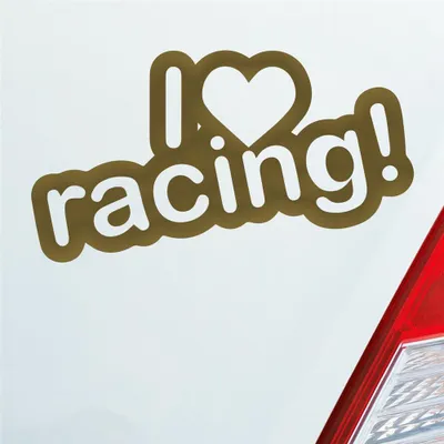 Produktbild von Auto Aufkleber I Love racing Tuning Lustig Spruch 15x8 cm Gold Sticker Heckscheibenaufkleber
