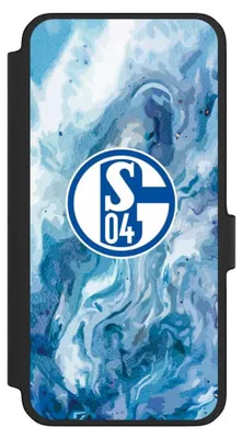 Produktbild von NIVOCASE Klapphülle für Samsung Galaxy A56 5G  Handyhülle aus Kunst Leder NIVOflip schwarz FC Schalke 04 Fanartikel Logo