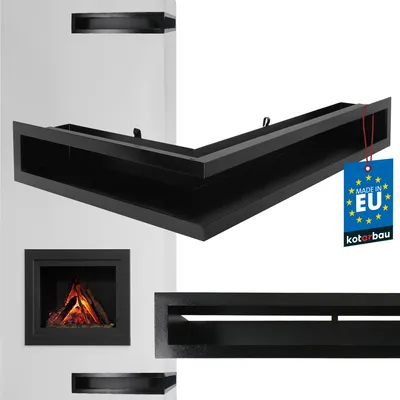 Produktbild von KOTARBAU® Kamin Eckluftleiste Rechts 40/60 cm Lüftungsgitter Kamingitter Warmluftgitter Abluftgitter pulverbeschichteter Stahl Schwarz