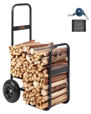 Zdjęcie produktu dla STOJAK KOSZ WÓZEK NA DREWNO KOMINKOWE 67 x 52 x 110 cm koła pneumatyczne