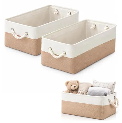 Aufbewahrungsboxen 2er-Set 31x21x13 cm faltbar weiß-rosa
