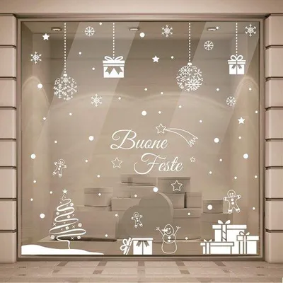 Produktbild von Weihnachtliche Fensterfolie 4m² weiß entfernbare Dekoration
