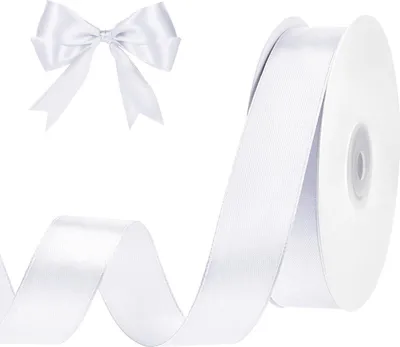 Image de 45m de ruban de satin blanc 25mm ruban cadeau ruban de décoration de mariage