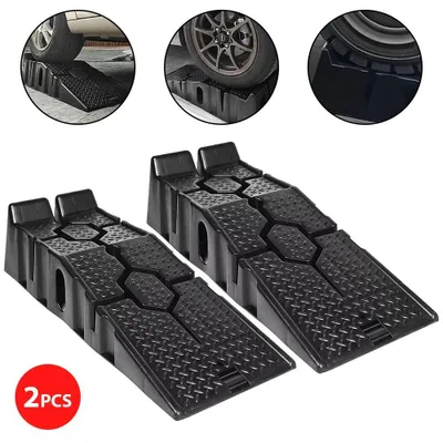 Image de Rampes de chargement pour voitures - Lot de 2 - Rampes pour véhicules légers - Charge lourde 90 cm - Antidérapantes - Pour vidange et entretien - Noir