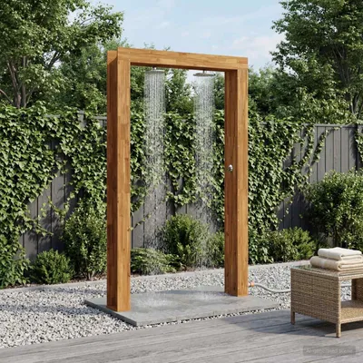 Productafbeelding van Maison Exclusive - Buitendouche, 226 cm. Gemaakt van massief akaziahout en roestvrij staal, natuurlijke uitstraling