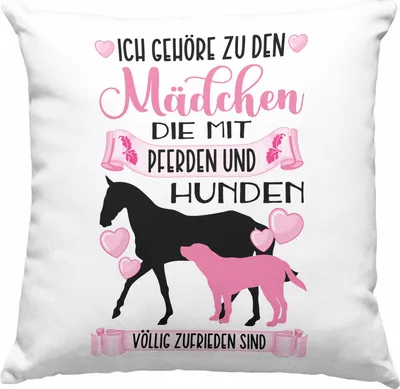 Produktbild von Trendation - Pferd Hund Deko-Kissen mit Füllung 40x40 Geschenk Mädchen Reiterin Geschenkidee Rosa  Deko-Kissen mit Füllung 40x40 Reiten Lustiger Spruch (Grün)