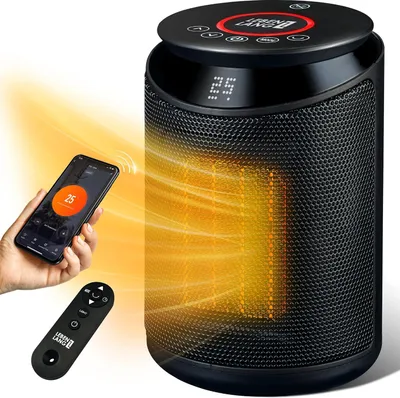 Productafbeelding van Keramische Verwarming 2000W - Incl. App & Wifi, Afstandsbediening I Stille Ventilatorkachel Voor Woning I Energiezuinige Elektrische Kachel