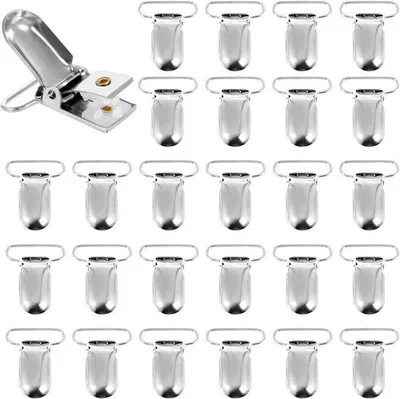 Productafbeelding van 50 stuks metalen speenclips voor speenhouders, babyspeen-bandclips