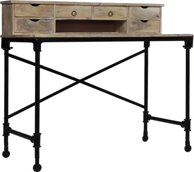 Productafbeelding van vidaXL Bureau, massief mangohout en staal, 110 x 50 x 96 cm