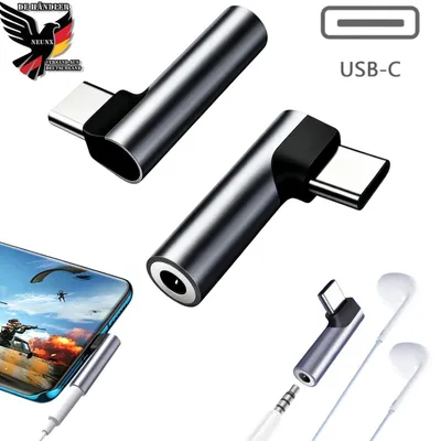 Produktbild von USB C auf 3,5mm Klinke 90 Grad Winkel Adapter auf Klinke, Aux Kopfhörer Adapter mit DAC Chip kompatibel mit iphone17/17 air/17pro/17pro max, Galaxy