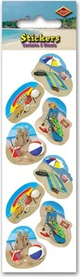 Produktbild von Sticker Set mit vielfältigen Strandmotiven für Bastelarbeiten und Dekoration, 2 Bögen