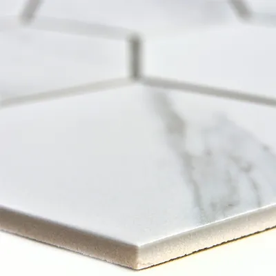 Produktbild von Keramik Mosaikfliesen Zyrus Carrara Hexagon 95