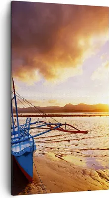 Produktbild von Bild auf Leinwand - Leinwandbild - Ufer Boot Strand - 45x80cm - Wand Bild - Wanddeko - Wandbilder - Leinwanddruck - Bilder - Kunstdruck - Wanddekoration - Leinwand bilder - Wandkunst - PA45x80-3905