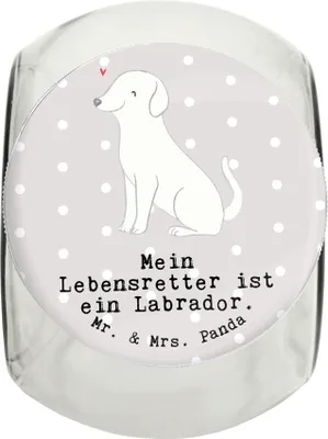 Produktbild von Mr. & Mrs. Panda Bonbonglas Labrador Lebensretter XL 2000ml - Grau Pastell - Geschenk, Vorratsbehälter, aufbewahrungsglas, Vorratsglas, Keksdose, Dose, leckerlidose