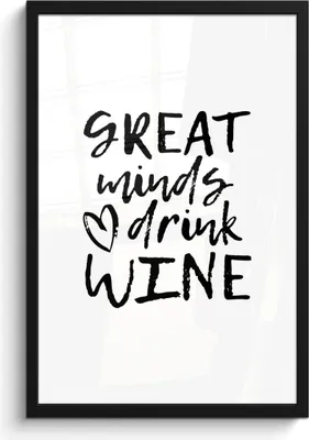 Produktbild von MuchoWow® MuchoWow® Gerahmtes Poster Weinzitat "Große Geister trinken Wein" mit Herz 40x60 cm - Poster mit zchwarzem Bilderrahmen - Papierdruck - Wandbilder