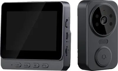 Produktbild von Intelligente Türklingel mit Kamera, 2,4-GHz Funk, 100m Reichweite, Nachtsicht, 4,3" Display, SD-Kartenunterstützung bis 256GB, kabellos für Zuhause