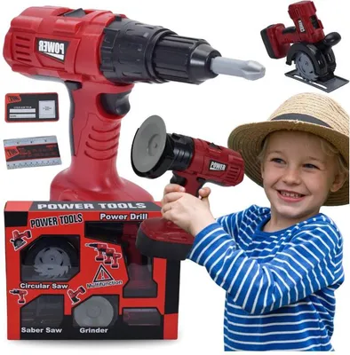 Produktbild von Lolex | Kinder Werkzeugset - 28,5 X 34 X 8 Cm - Ab 3 Jahren - Spielzeug Bohrmaschine - Spielzeug Elektrowerkzeuge