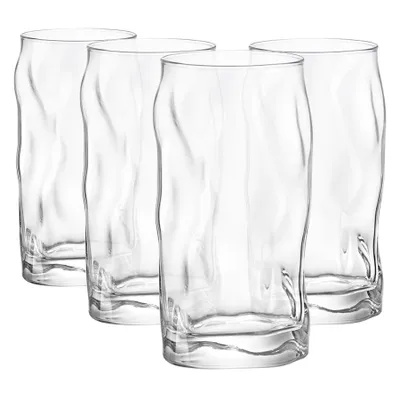 Produktbild von Bormioli Rocco Sorgente Highball Gläser - Moderne Zerfurchter Wasser-Saft-Cocktail Tumblers - 460ml - 4er-Pack