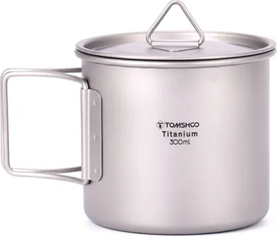 Produktbild von TOMSHOO Ultraleichter Titanbecher im Freien Tragbarer Camping-Picknick-Wasserbecher mit faltbarem Griff 300 ml / 350 ml / 420 ml / 450 ml / 550 ml / 650 ml / 750 ml