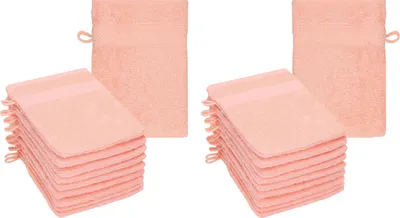 Produktbild von Betz 20 Stück Waschhandschuhe PALERMO 100% Baumwolle Waschlappen Set Größe 16x21 cm  Farbe Apricot