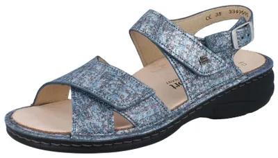 Produktbild von FINN COMFORT Linosa Damen Sandale blau jeans glänzendes Glattleder - Größe: 39