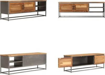 Productafbeelding van vidaXL TV-kast van gerecycled teakhout en staal, 120 x 30 x 40 cm - TV-kast - TV-kasten - Televisiekasten - TV-meubel