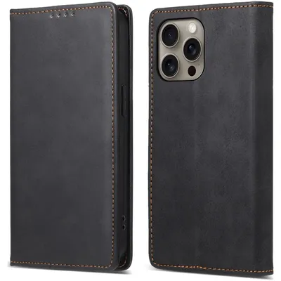 Produktbild von Mobigear Wallet iPhone 16 Pro Max Hülle Klapphülle Geldbörse - Schwarz
