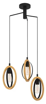 Immagine prodotto di Lampadario Industrial Basildon 3 Luci Pendenti Metallo Nero E Marrone