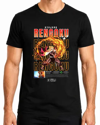 Produktbild von Rengoku Kyojuro Kimetsu no Yaiba Flamme Hashira Anime Geschenk Herren T-Shirt, Schwarz, XL