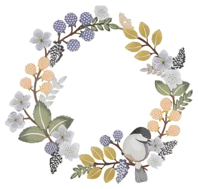Image de Couronne métallique "Türkranz" de 30 cm, décorée de motifs d'oiseaux, utilisable toute l'année