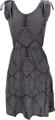 Produktbild von Ethno Minikleid, Bedrucktes Goakleid, Rückenfreies Kleid - Grau, Damen, Baumwolle, Größe: M