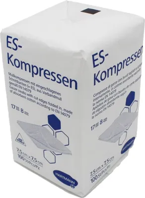 Produktbild von Hartmann ES Mullkompressen, unsteril, 7,5 x 7,5 cm, 17-fädig, 8-fach (100 Stück)
