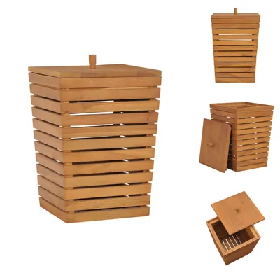 Immagine prodotto di vidaXL Cesto per la biancheria 30×30×45 cm in legno massiccio di teak - Cesti per la biancheria