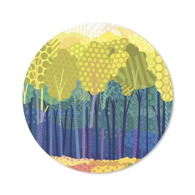 Produktbild von MuchoWow® Mauspad Mousepad Eine Illustration von grünen Bäumen in einem Wald 20x20 cm - Mousepads - Maus Mat - Pad - Mausunterlage - Schreibtischmatte