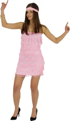 Produktbild von 20er Jahre Damen Kleid Charleston Kostüm rosa pink, Größe:XXL
