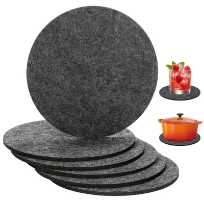 Filzuntersetzer rund, 6 Stück, 20 cm, robust, hitzebeständig