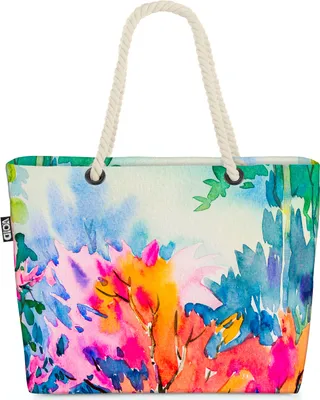 Produktbild von VOID Blumen Malerei Wasserfarben Strandtasche Shopper 58x38x16cm 23L XXL Einkaufstasche Tasche Reisetasche Beach Bag