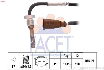 Produktbild von FACET 22.0202 Abgastemperatursensor für AUDI A6 Avant (4G5, 4GD, C7) M14x1,5