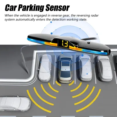 Image de Système de radar de recul pour voiture avec 4 capteurs de stationnement Détection de la distance LED d'affichage de la distance Avertisseur sonore
