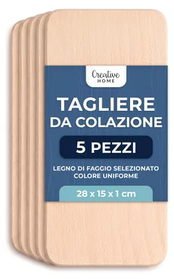Obrázek produktu pro Creative Home Sada 5 ks světlých dřevěných snídaňových prkénků | 28 x 15 cm
