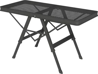 Produktbild von Aluminium Campingtisch h?henverstellbar – Klappbarer Gartentisch mit Metallgitter-Platte, leicht & wetterfest, Schwarz, 90 x 40,5 cm